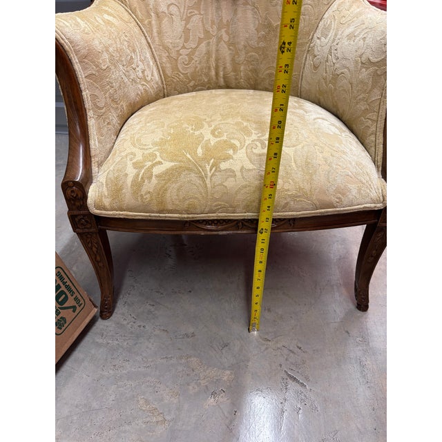 1930s Pair of Beautifully Carved Mahogany Vintage Arm Chairs For Sale - Image 6 of 12