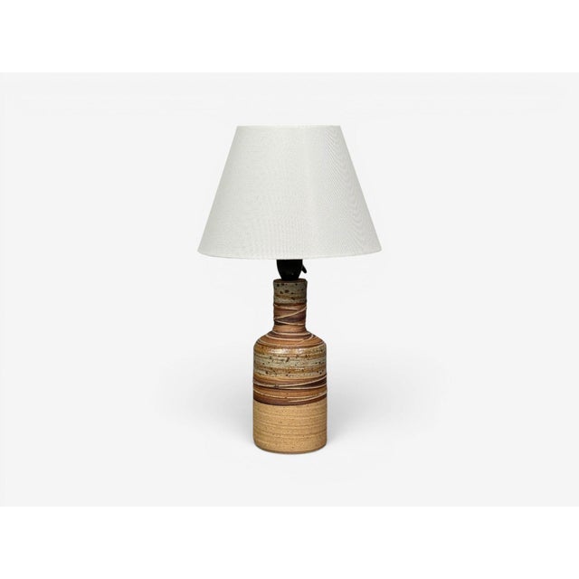 Mid-Century Modern 1950s Tue Poulsen, Table Lamp, Beige Stoneware, Denmark For Sale - Image 3 of 10
