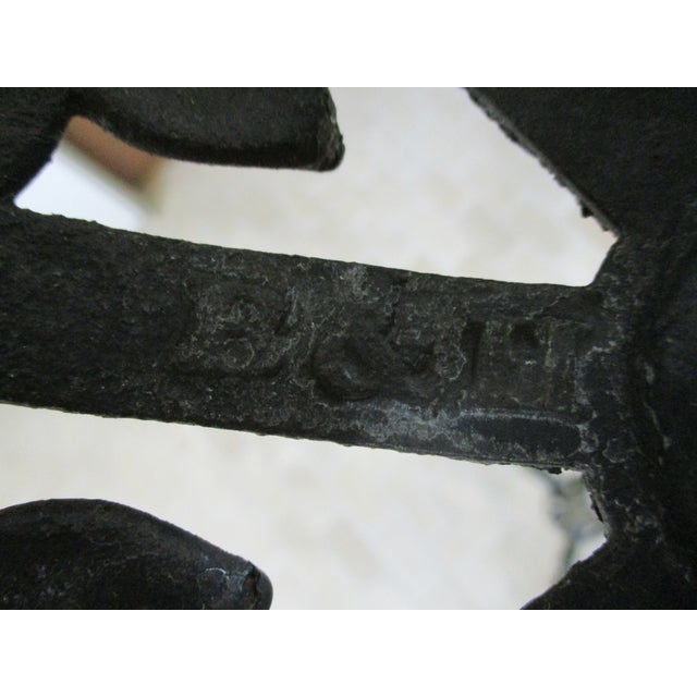 Brass Antique Ornate Cast Iron & Brass Piano Organ Oil Lamp Holder Birds Bradley & Hubbard For Sale - Image 8 of 10