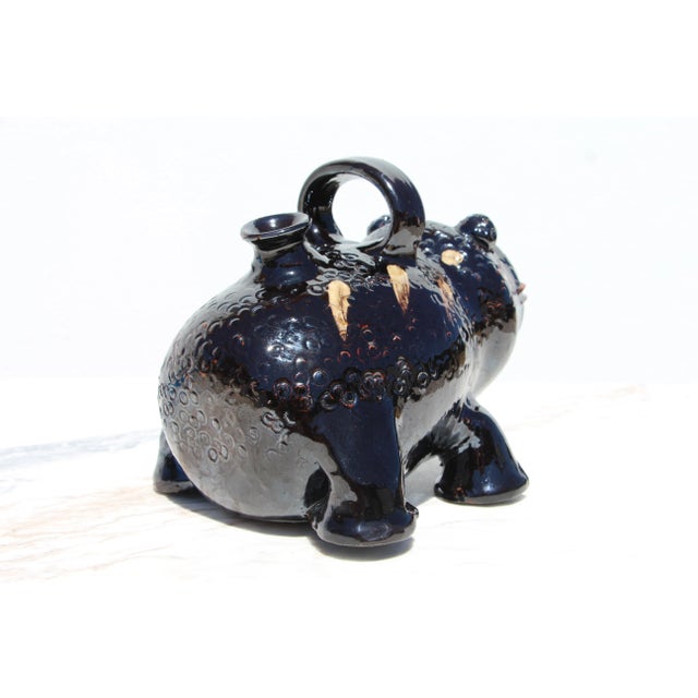 19th Century 1900s Stunning Head Vase Frog Ewer Aquamanile, Earthenware, Portuguese For Sale - Image 5 of 13