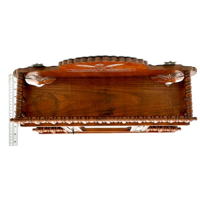 Beautiful Fine Quality Antique 1880 American Victorian Eastlake Style Mahogany Wall Hanging Etageres - Curio Cabinet For Sale - Image 11 of 12