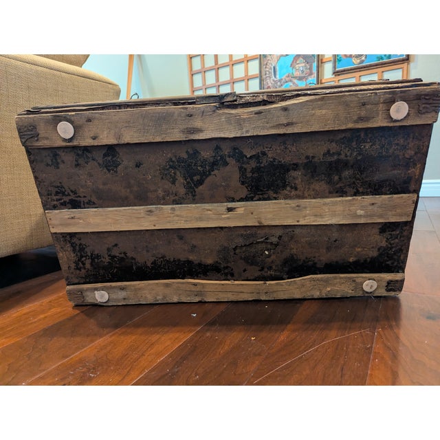 Late 19th Century Leather Victorian Dome Top Steamer Trunk - Check Out Leather Pattern! For Sale - Image 11 of 11