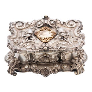 Silver Jewelry Box with Deep Reliefs For Sale