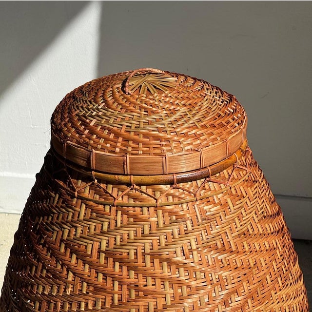 Large Indonesian Oval Wickerwork Basket with Lid For Sale - Image 9 of 18