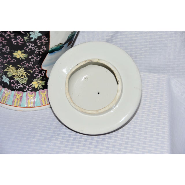 Black 1950s Japanese Decor Royal Satsuma Hand Painted Ginger Temple Jar Vase For Sale - Image 8 of 10