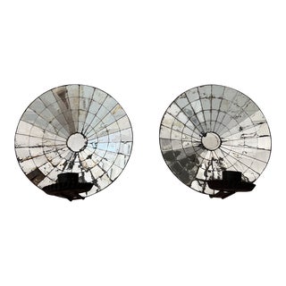 Antique Mirrored Wall Candle Sconces- a Pair For Sale