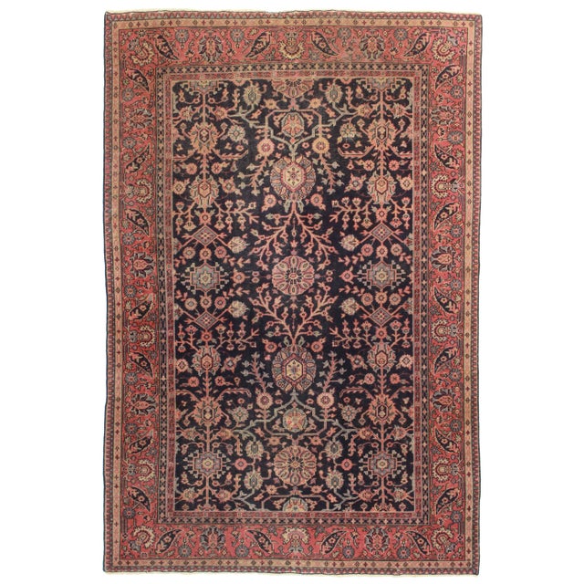 Vintage Hand Knotted Wool Turkish Sparta Rug - 6′ × 8′11″ For Sale
