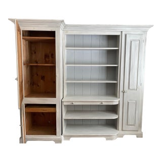 Custom Built From Antique Pine Wall Unit in 3 Sections For Sale