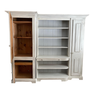 Custom Built From Antique Pine Wall Unit in 3 Sections