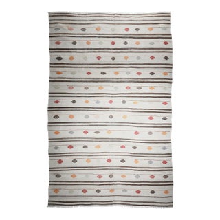 Vintage Tribal Handwoven Kilim With Embroidery Motif For Sale