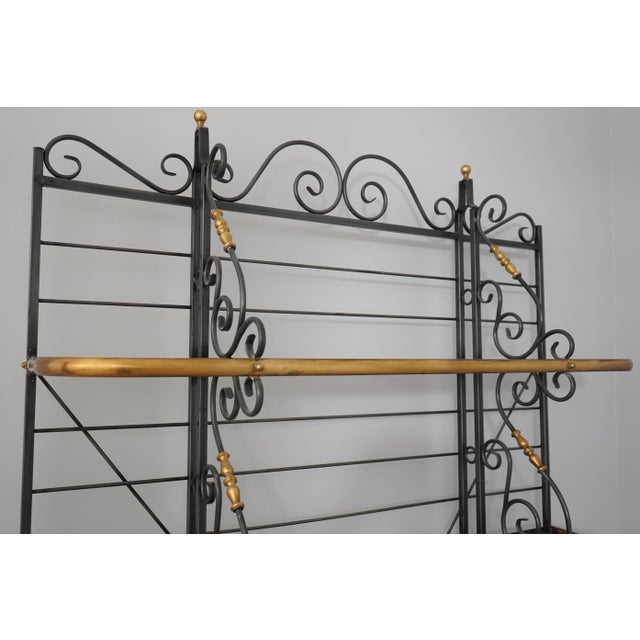 Metal Charleston Forge Iron & Brass Large Bakers Rack For Sale - Image 7 of 16