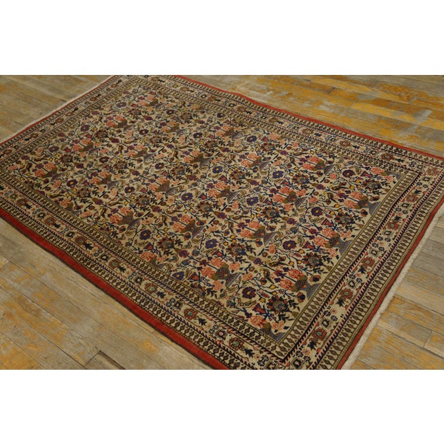 Mid 20th Century Persian Qum Carpet ( 3'5" x 5'3" - 104 x 160 ) Qum - Silk The ancient city of Qum in central Iran is...