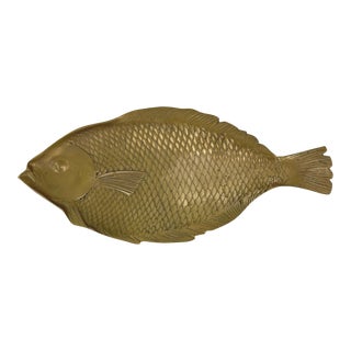 Mid-Century Brass Fish Footed Tray For Sale