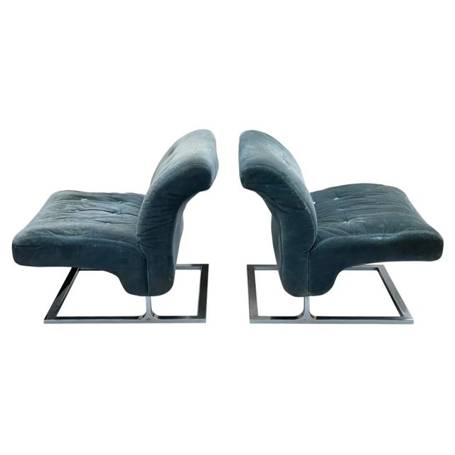 1970s Craft Associates Wave Style Lounge Chair With Chrome Base-A Pair For Sale In Philadelphia - Image 6 of 6