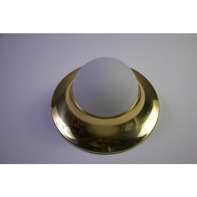 Brass and Opaline Glass Flush Mount by Glashütte Limburg, 1960s For Sale - Image 6 of 14