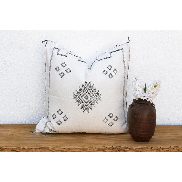 1990s 24" Zelliage Stitch Moroccan Silk Pillow For Sale - Image 5 of 5