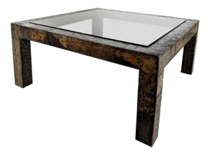 1960s Mid-Century Modern Paul Evans Brutalist Mixed Metals Patchwork Coffee Table