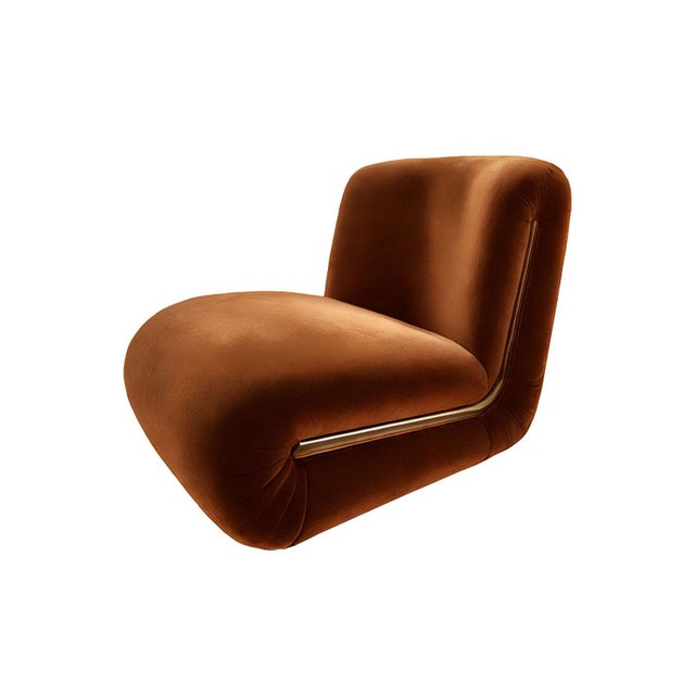 Frenesí Lounge Chair in Brown Velvet from Moanne For Sale - Image 4 of 4