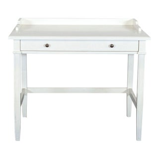 Crate & Barrel White Writing Desk With Drawer For Sale