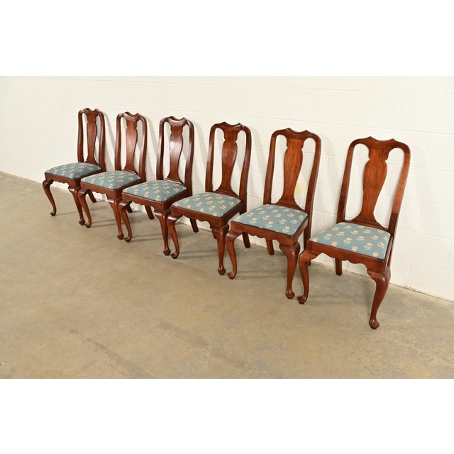Henkel Harris Queen Anne Solid Cherry Wood Dining Chairs, Set of Six For Sale - Image 13 of 13