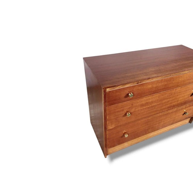 Mid-Century Teak Chest Chest of 3 Drawers with Brass Handles, 1960s For Sale - Image 6 of 8