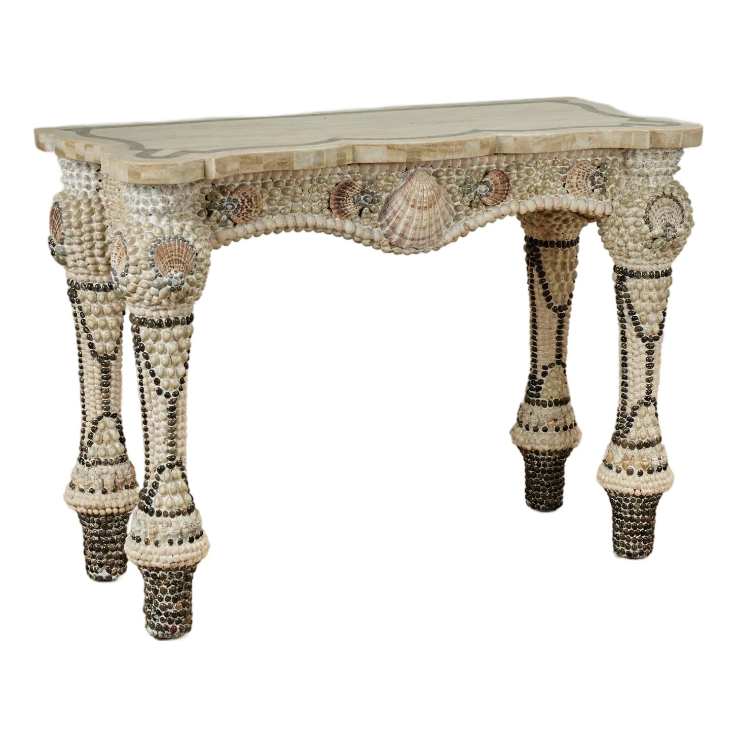 Vintage Seashell Encrusted Console Table | Chairish