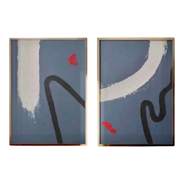 Contemporary Margot Sinclair Framed Abstracts, a Pair For Sale