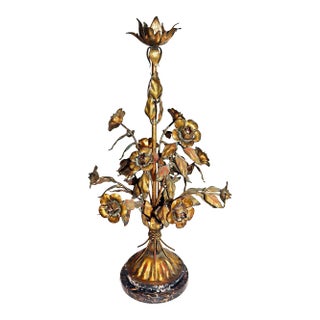 1920s Italian Gilt Tole Table Lamp For Sale