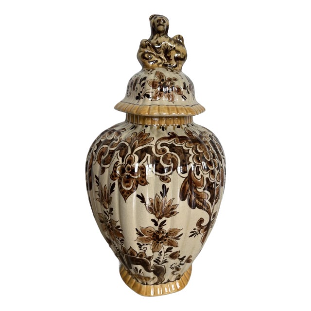 1940s Plateelbakkerij Zuid-Holland Lidded Vase, Gouda, Netherlands For Sale