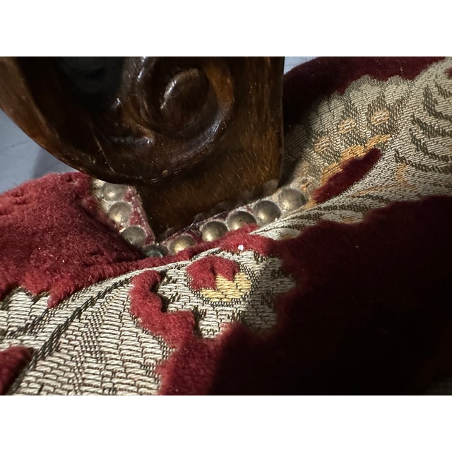 Pair of Antique Late 19th Century Rococo Revival Mahogany & Crimson Velvet Side Chairs For Sale - Image 9 of 12