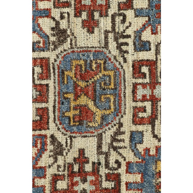 Traditional Rug & Kilim’s Caucasian Style Square Rug in Blue With Geometric Medallions For Sale - Image 3 of 8