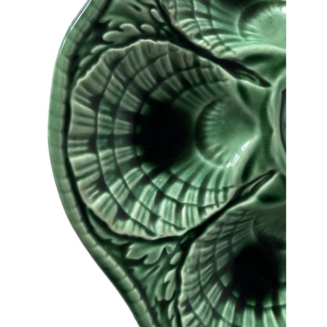 Majolica Oyster and Seafood Plate from Sarreguemines, France, 1940s For Sale - Image 6 of 8
