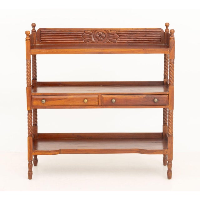 Victorian Mahogany Rectangular Dumb Waiter, late 19th century, three shelves, the central shelve with two short drawers...