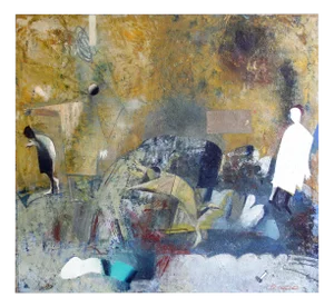 Victor Karnauh, A Game for Four, Oil on Canvas
