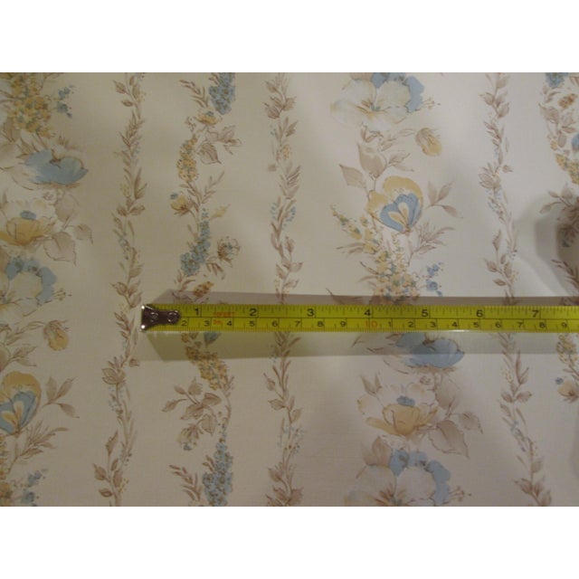 Vintage 1980s Blue and Beige Floral Stripe Wallpaper For Sale - Image 4 of 7