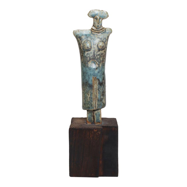 Vintage Etruscan Style Mounted Terracotta Female Idol / Deity Effigy Sculpture For Sale