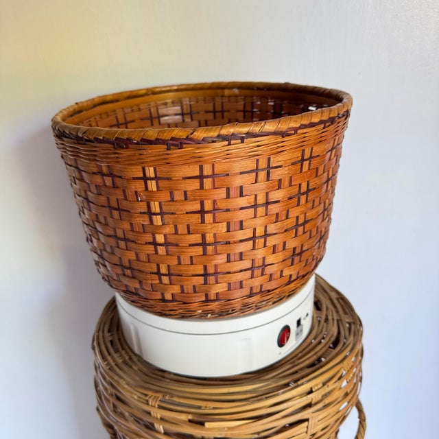 1960s or thereabouts handwoven basket which is a nice size for either holding a plant or as a waste bin. In great shape.