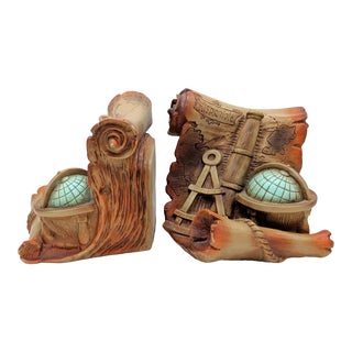 1960's Vintage Nautical Map Treasure Island Bookends - a Pair For Sale