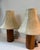 1950s Pair of Mid Century Turned Teak Lamps With Original Shades For Sale - Image 4 of 8