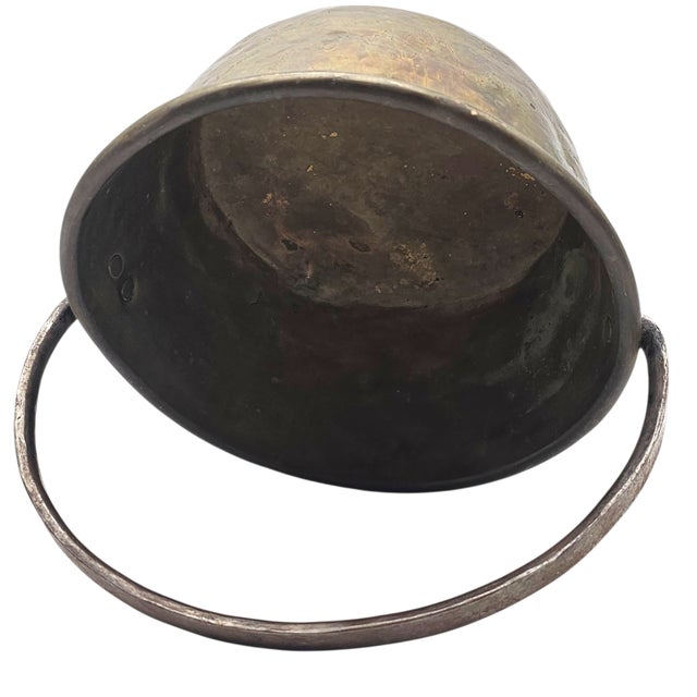 Antique Brass Hearth Bucket Coal Cauldron With Iron Handle, Farmhouse French Country, 13.5" For Sale - Image 10 of 13