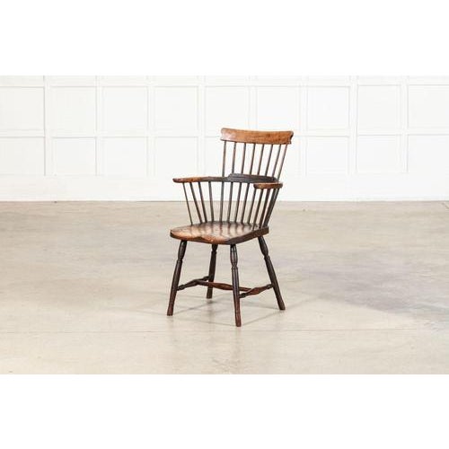 19th Century English Vernacular Yew & Fruitwood Stick Back Windsor Chair, 1800s For Sale - Image 3 of 15