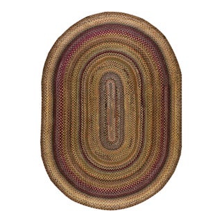 Durable Multicolor and Oval Geometric Design Vintage American Braided Rug For Sale