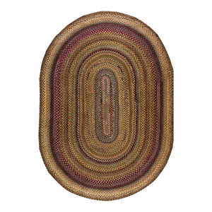 Durable Multicolor and Oval Geometric Design Vintage American Braided Rug