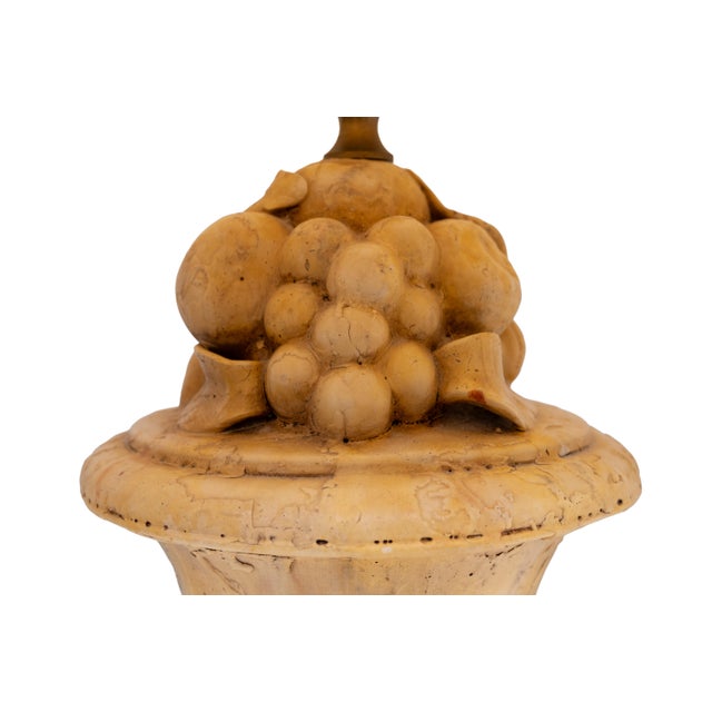 Classical Greek Fruit Ceramic Urn Table Lamps, Italy, 1970s, Set of 2 For Sale - Image 6 of 8