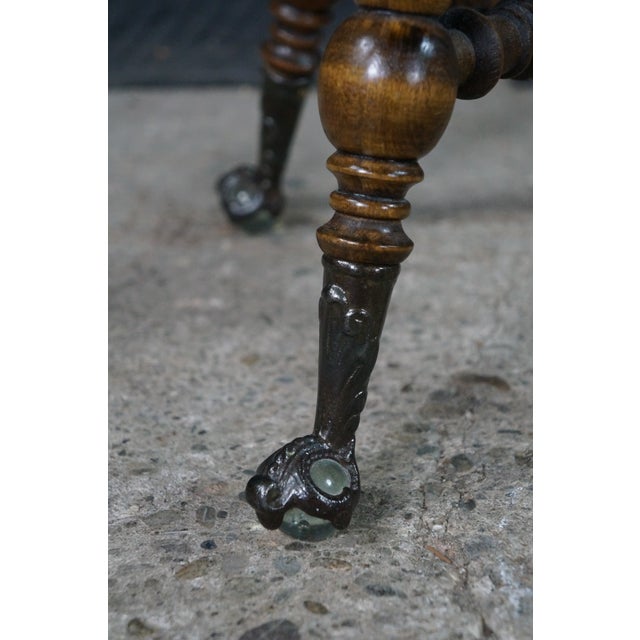 Wood Antique Victorian Birch Ball & Claw Piano Organ Stool Seat Rest For Sale - Image 7 of 17