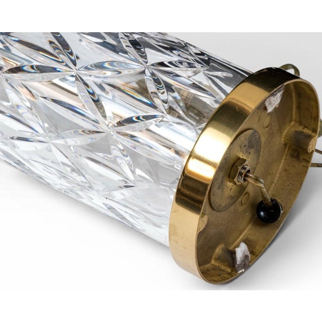 Transparent Vintage Waterford Cut Crystal Table Lamp With Custom Agate Drum Shade For Sale - Image 8 of 8