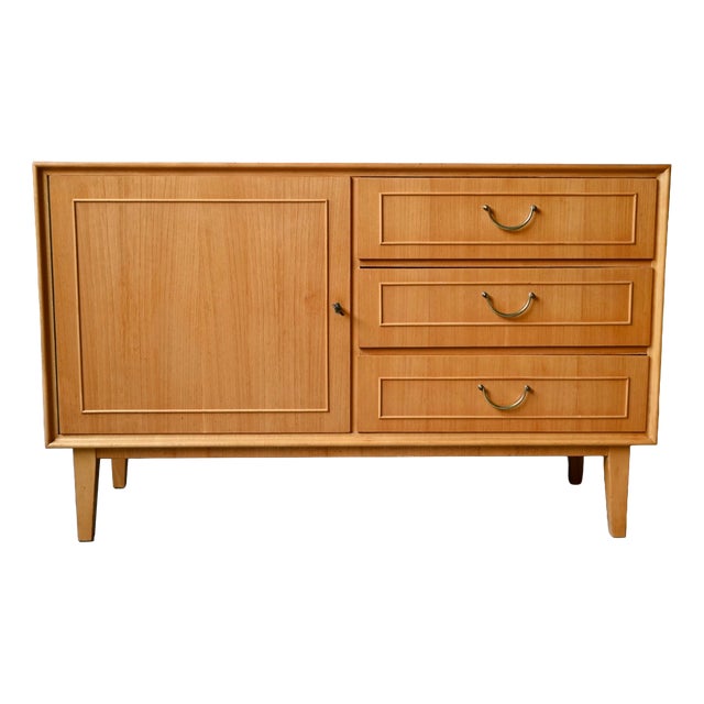 Small Vintage Scandinavian Sideboard in Light Oak, 1960s For Sale