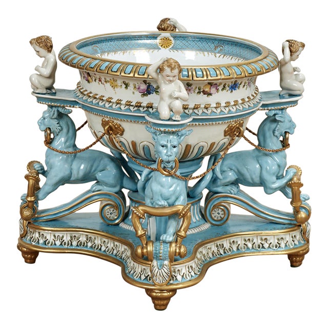 Antique French Porcelain Centerpiece or Bowl For Sale