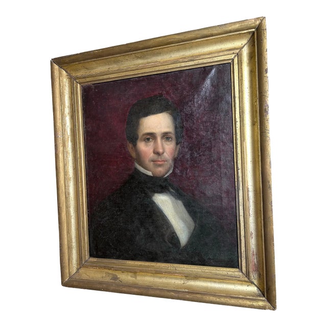 Large Antique Portrait Painting of a Gentleman in Period Frame For Sale