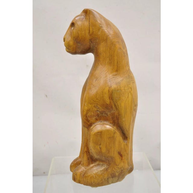 Mid 20th Century Vintage Mid Century Modern Solid Carved Wood Cat Art Sculpture For Sale - Image 11 of 12